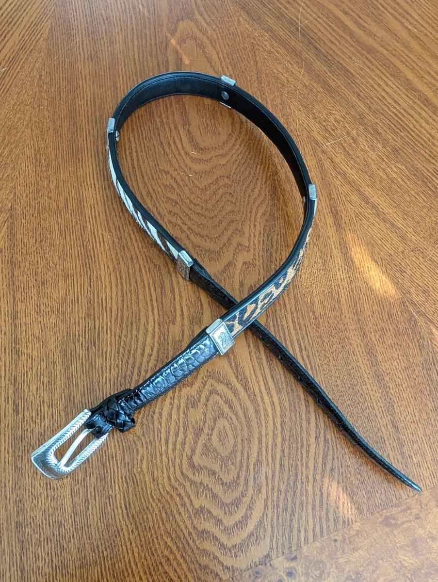 Brighton Leather Animal Leopard/Zebra Print Belt W Silver 