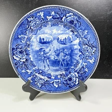 Souvenir of The Capture of Fort Ticonderoga Wedgwood Plate Blue Ethan Allen HTF