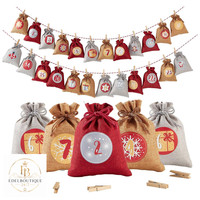 Adventskalender JutesäCkchen 24 Groß SelberfüLlen AufhäNgen GeschenksäCkchen Rot
