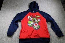 Super Mario Hoodie Youth XL 14 16 Red Blue Nintendo 2014 Graphic Pullover Game