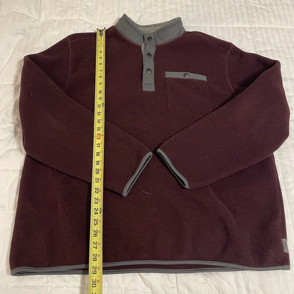 GH Bass And Co Mens XXL Pullover Fleece 3 Button Front Soft Long Sleeve Burgundy - product detail image 8