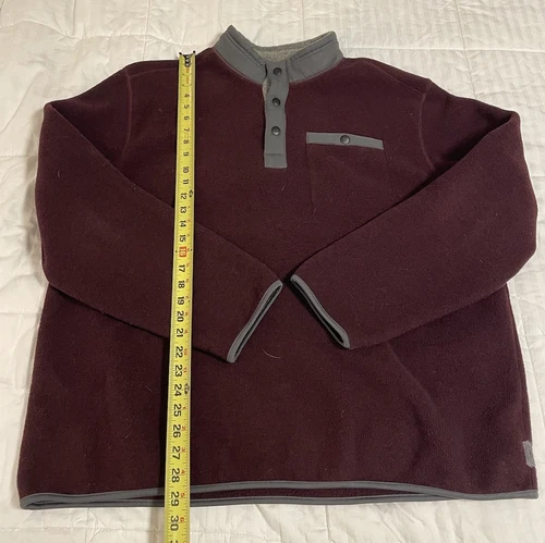 GH Bass And Co Mens XXL Pullover Fleece 3 Button Front Soft Long Sleeve Burgundy image 8