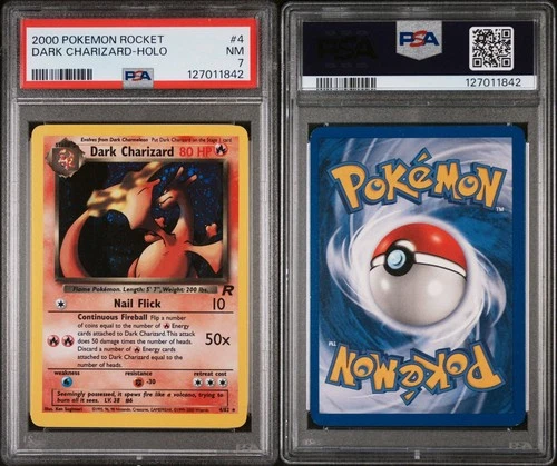 Pokémon Dark Charizard TCG Holo Rare Card 4/82 PSA 7 Team Rocket WOTC Unlimited