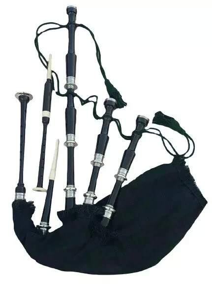 Scottish Great Highland Bagpipes Rosewood Silver Mount Black Bagpipe &Free Case