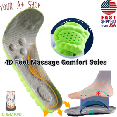 4D U-shaped For Sports Shoes Insoles Orthopedic Supersoft Feet Shock Absorption