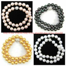 4 Color 8/10/12/14mm South Sea Shell Pearl Clasp Necklace 18/25/36"