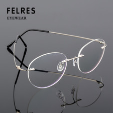 Randlose Anti Blaulicht Lesebrille Herren Damen Oval Gestell Metallbein Brille