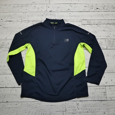 Karrimor Running Shirt Mens Large Blue Neon Yellow Reflective Athletic Vented