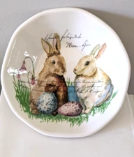 Effetti D"Arte Bunny Rabbit Sitting in Grass With Flowers & Easter Eggs Bowl