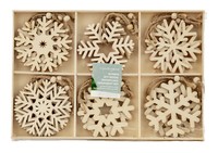 18X Schneeflocken Holz Christbaum Weihnachten AnhäNger Weihnachtsbaum Tanne Baum