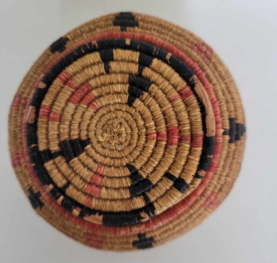 Vintage alter handgewebter Deckelkorb Indianer 40er Jahre Navajo
