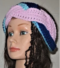 New Crochet Pink Tunisian Braid Size M (22 Inches) Headband Ear Warmer