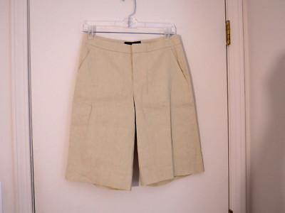 NWT $268 KOBI HALPERIN Beige Linen Blend Pockets Zip ISLA Bermuda Shorts Size 4
