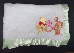 winnie the pooh baby blanket with satin trim