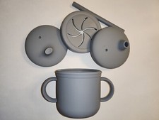 The Best Baby Toddler Drinking/Training/Snack Cup set 5 Piece 8.5oz. Godley Gray