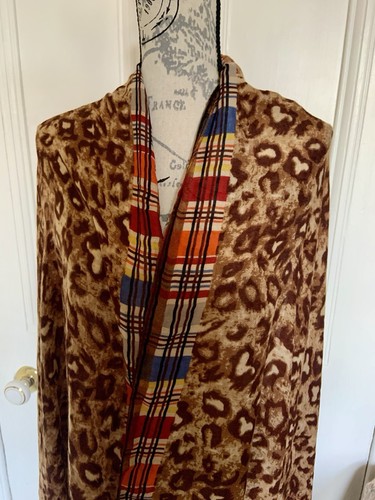 Leopard Print And Tartan Scarf By Italy Fulars. - Picture 4 of 11