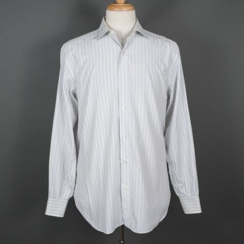 Brioni Multicolor Pin Stripe Button Up Dress Shirt Men's Size L/16 Cotton - Afbeelding 1 van 10