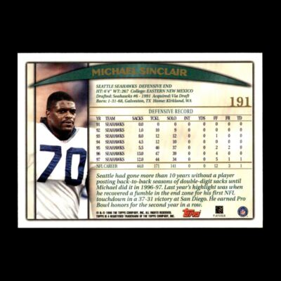 Michael Sinclair 1998 Topps Seattle Seahawks #191 R323J 9 | eBay
