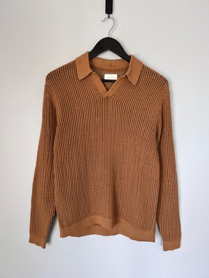 Aime Leon Dore Long Sleeve Mesh Knit Polo - Size Small - Camel