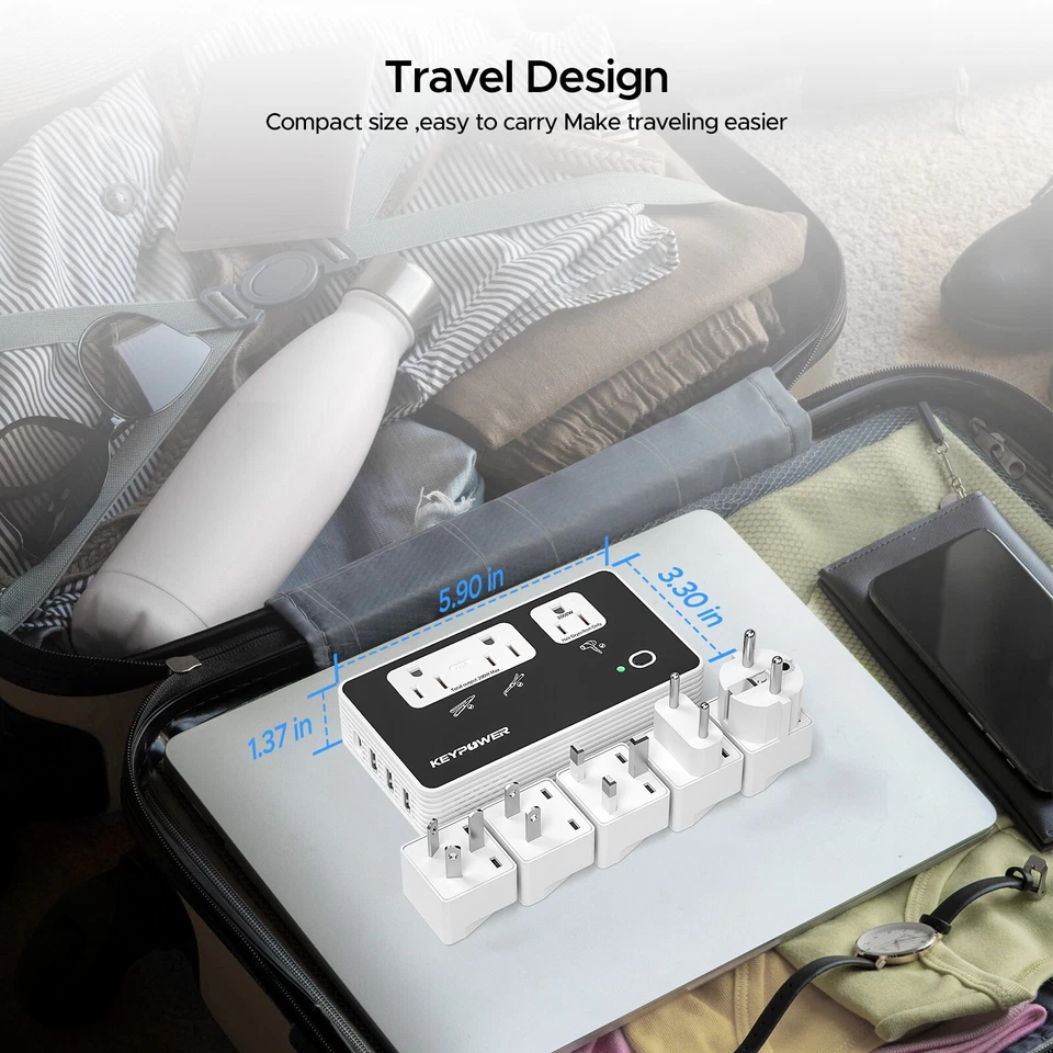 Convertidor reductor 2000 W, convertidor de voltaje de 220 V a 110 V con 3 CA + 4 USB (1 USB C) Foto 4 de 4