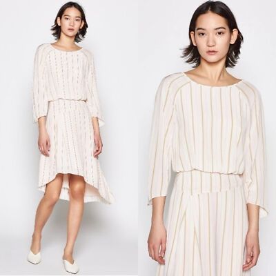 NWT Joie Gabisa Midi Dress 8 Shimmer Asymmetrical Striped Flowy Old Money