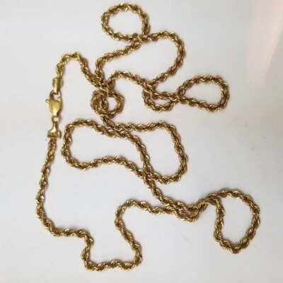 High End Schmuck!! Einzigartig! Estate 18 Karat massiv Gold Seil Stil Halskette 24 Zoll