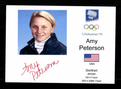 Amy Peterson Original Signiert Eisschnelllauf + A 239096