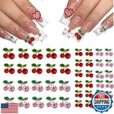 COOSLIM 40 Pcs 3D Cherry Nail Charms, Cherries Nail Rhinestones Gems, Nail Ar