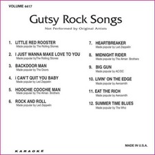 GUTSY ROCK SONGS Karaoke CD G Backstage 4417 New in ORGINAL Black Sleeve