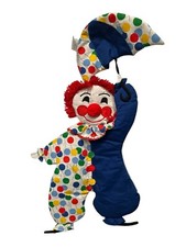 Vintage Clown W/Umbrella Cloth Wall Hanging Decor Nursery Made in USA 40  