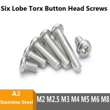 Six Lobe Torx Button Head Screws A2 Stainless Steel M3 M4 M5-M10 Bolt Hexobular