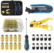 Coax Cable Crimper Tool Kit Coaxial Compression Tool For Rg6 Rg59 Rg11 Wire Stri