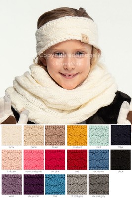 C.C 2-7 Years Children Girl Kids Cable Knit Fleece Lined Headwrap Headband