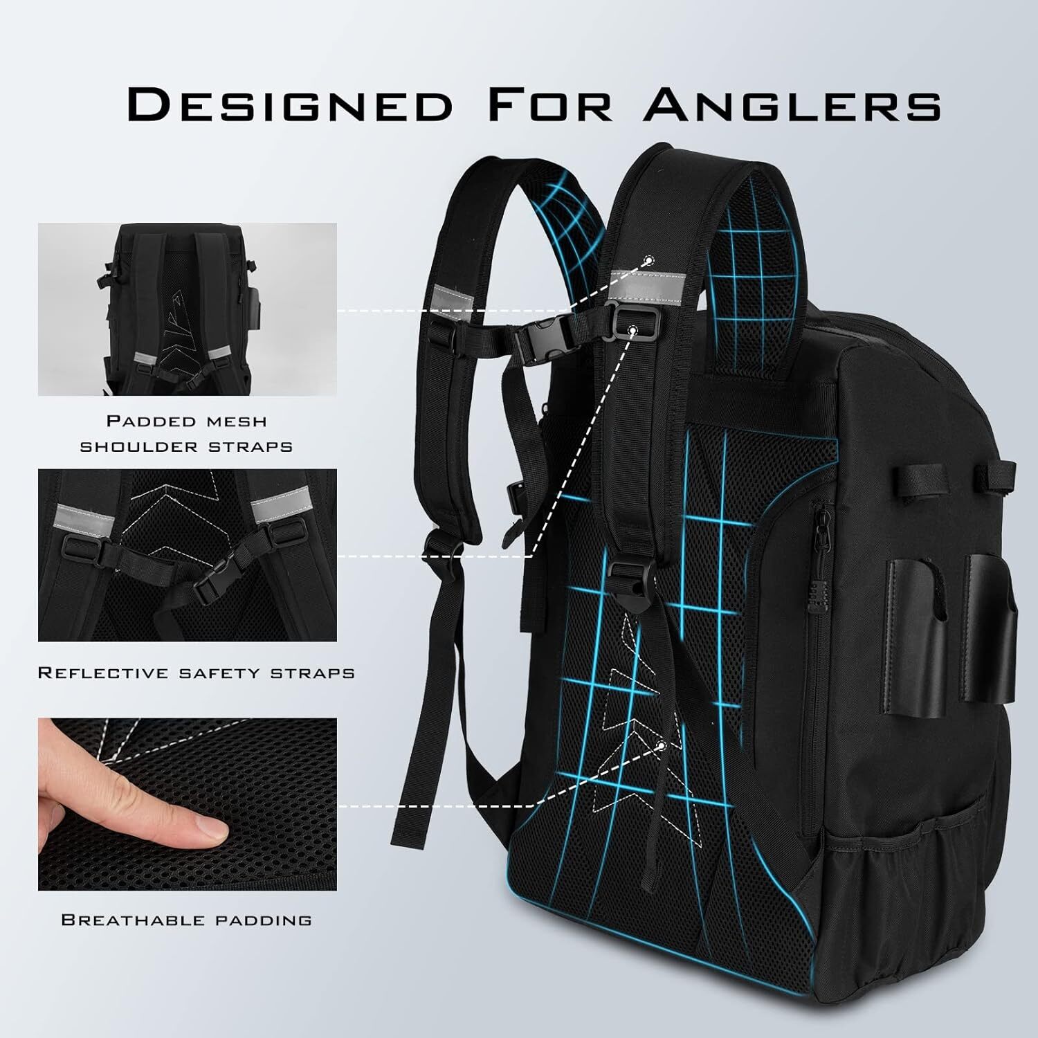 KastKing Karryall Fishing Tackle Bag With Rod Holder 4 Tackle Boxes 40L Backpack