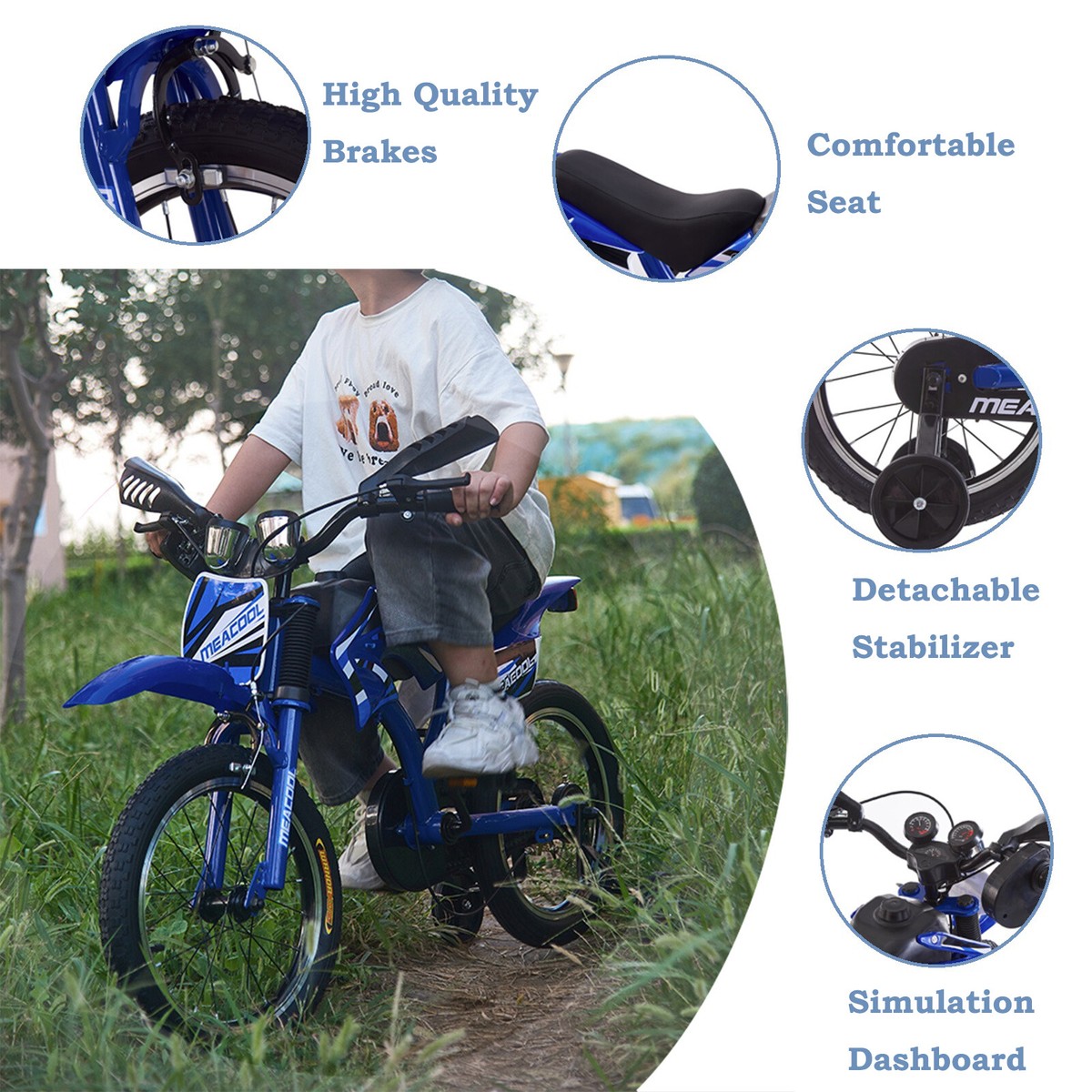 Kids Bike 16/18/20 inch Moto Style Boys Girls Bicycle Cycle