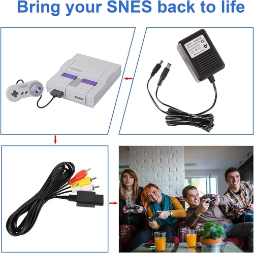 Audio AV RCA + AC-Kabel Netzteil Adapterkabel für Super Nintendo SNES Spiel Set - Bild 8 von 15