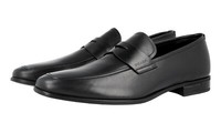 Prada Leder Penny Loafer Business Schuhe - Logo Absatz Schwarz Neu - 6,5 40,5