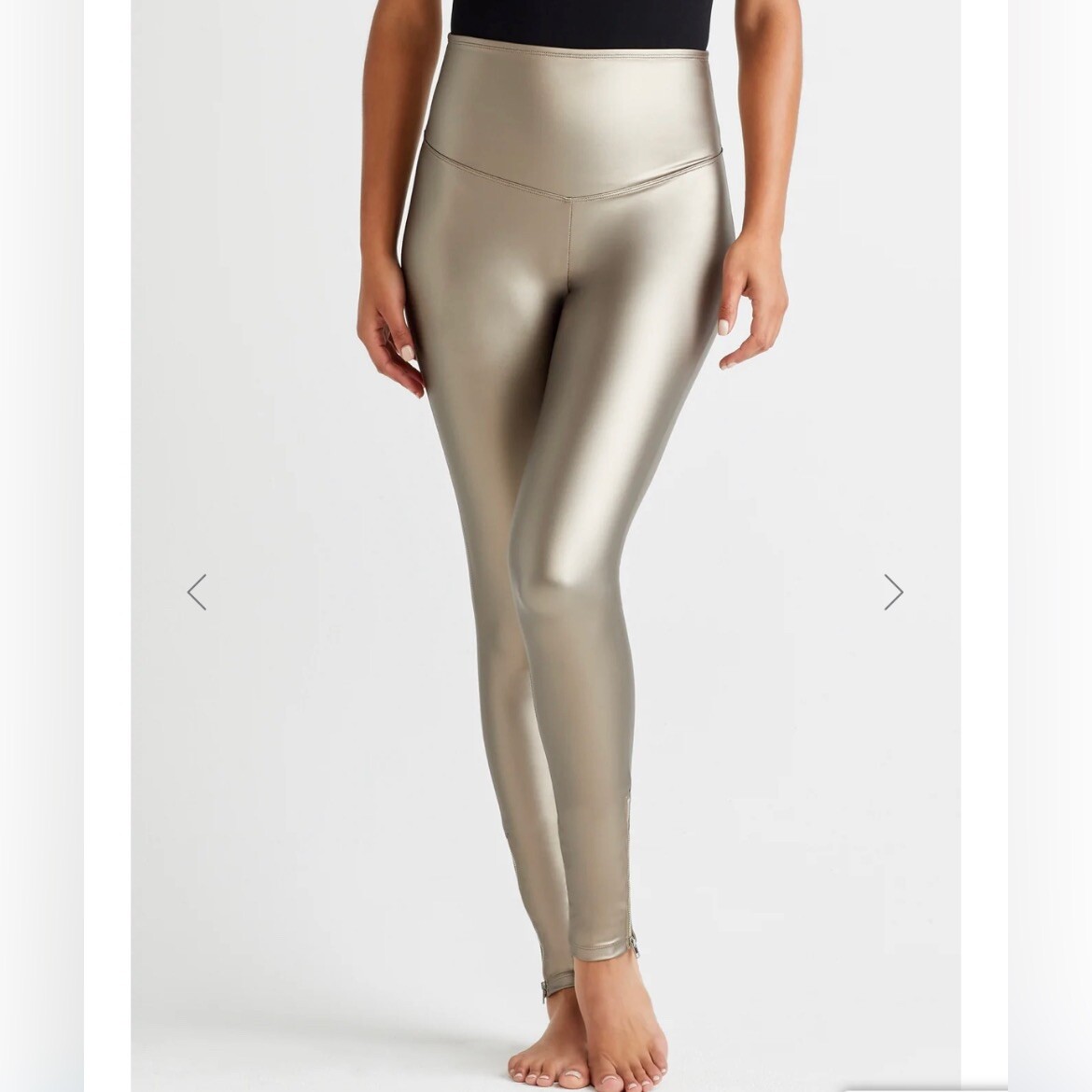 YUMMIE BRONZE FAUX LEATHER SHAPING LEGGING WITH SIDE ZIP NEW WITH