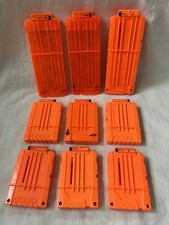 Lot of 9 Nerf Orange Ammo Clip Magazines