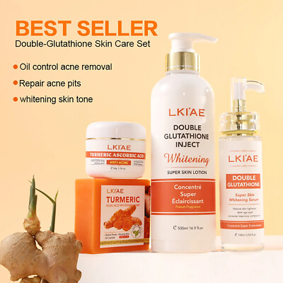 Turmeric Glow Combo Double-Glutathio Kojic Acid Whitening Dark Spot Acne Treat Turmeric Glow Combo Double-Glutathio Kojic Acid Whitening Dark Spot Acne Treat