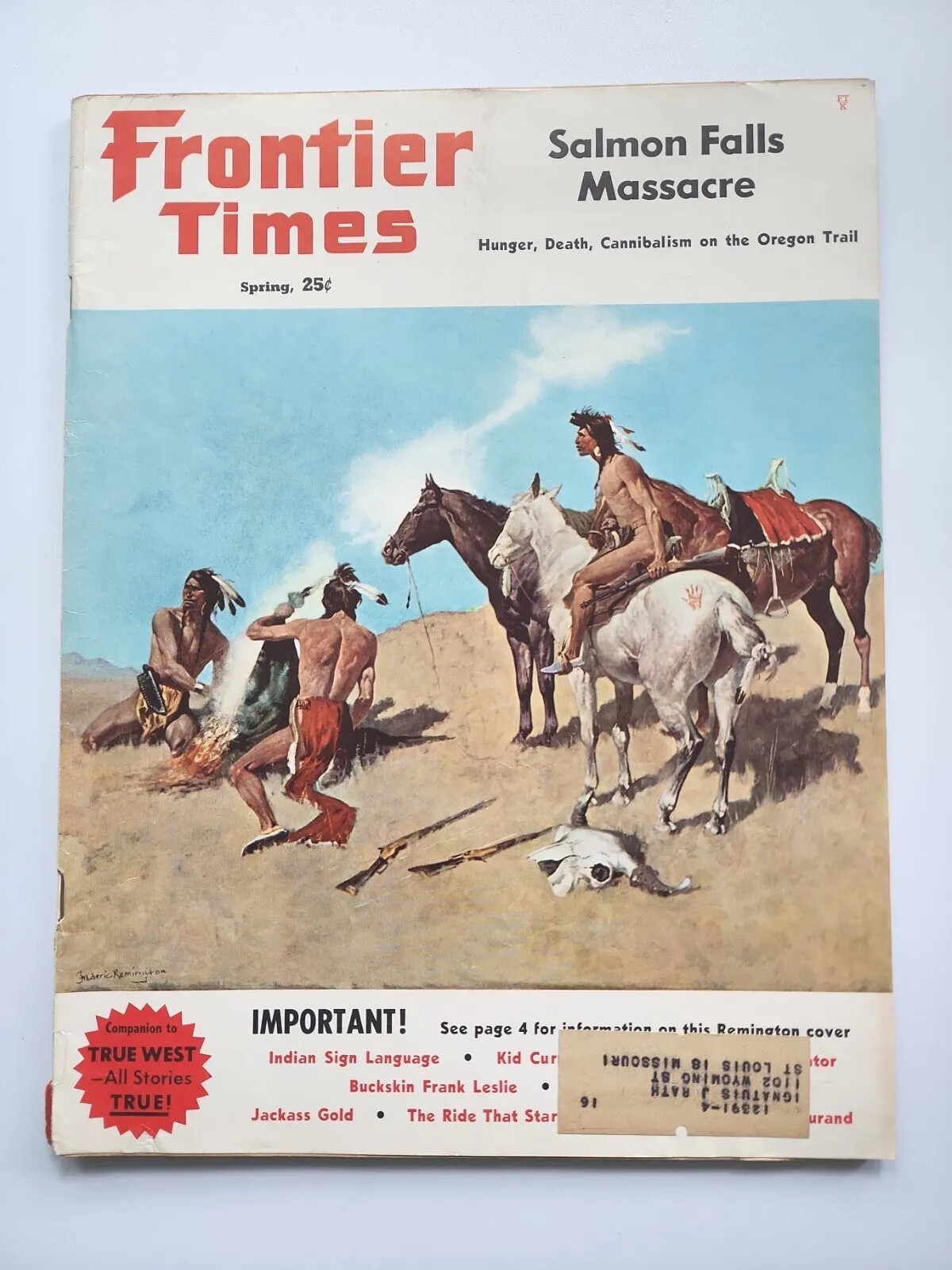 Frontier Times Vintage Magazine Spring, 1961 "Salmon Falls Massacre