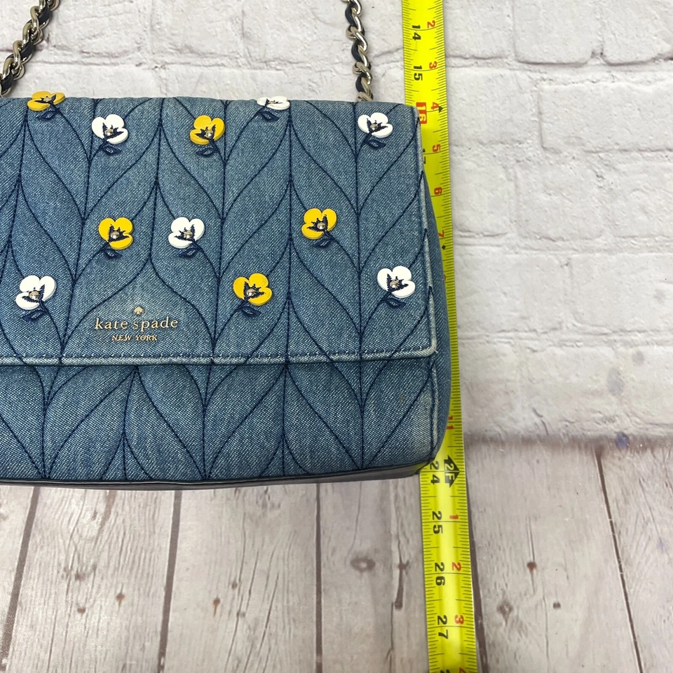 Bolso Cartera de Hombro Kate Spade Emelyn Briar Lane Acolchado Apliques Denim Foto 4 de 4