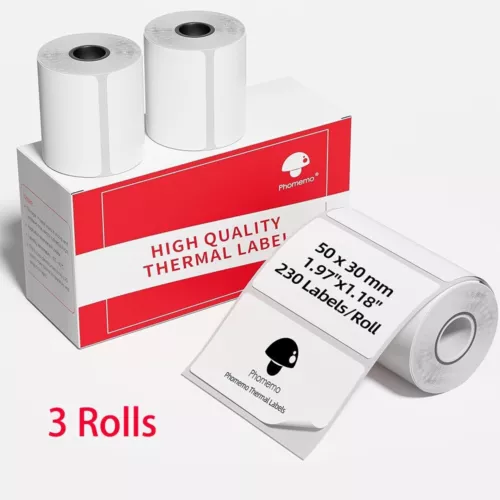 3Rolls 50x30mm Self-Adhesive Thermal Printer Label for Phomemo M110 M220 Printer