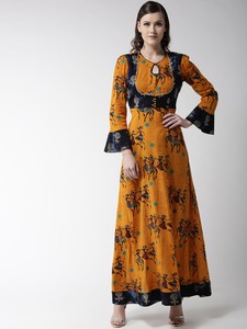 navy blue and mustard dress