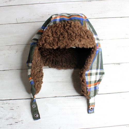TCP Boy's Aviator Earflap Hat Toddler Size 3T 4T Flannel Sherpa Faux Fur Winter - Picture 10 of 10