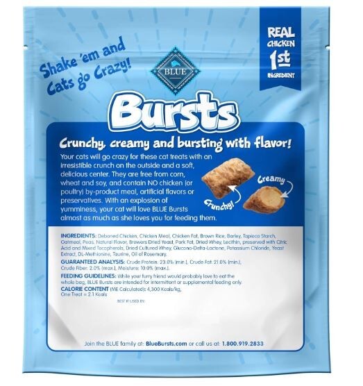 Blue Buffalo Bursts Crunchy Cat Treats, Chicken 5oz Bag Free Shipping
