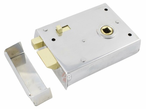Polished Chrome Rim Latch Lock With Locking Snib Traditional Door Set Cottage - Picture 9 of 9
