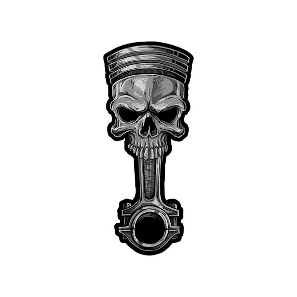 Aufkleber Totenkopf Kolben 8,5 X 4 Cm Skull Piston Mini Decal Sticker-image
