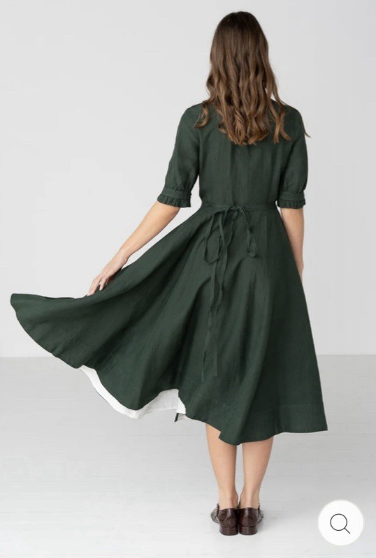 NWT Son de Flor Darcy Linen Wrap Dress Evergreen Size Small image 4