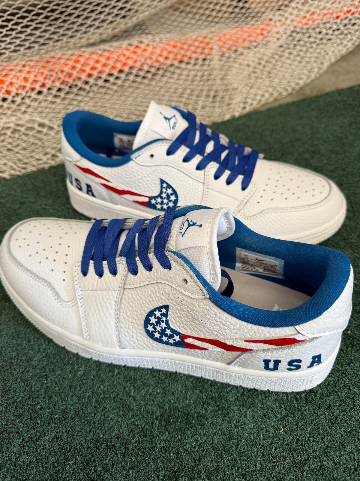 Jordan 1 Golf Low Triple White Custom- Ryder Cup USA Themed Colorway image 5
